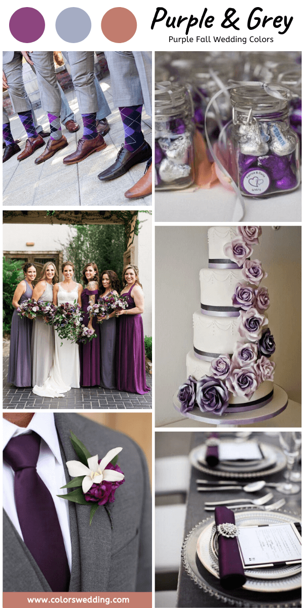 8 Perfect Purple Fall Wedding Color Palettes: Purple + Grey